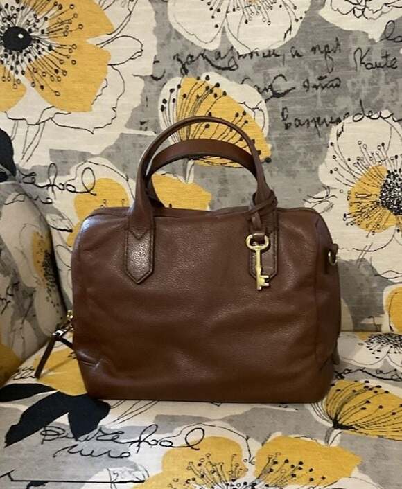 Fossil Handbags - Fossil Fiona Brown Leather Satchel Bag